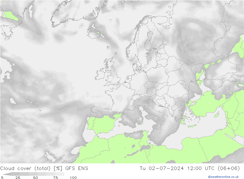 Bewolking (Totaal) GFS ENS di 02.07.2024 12 UTC