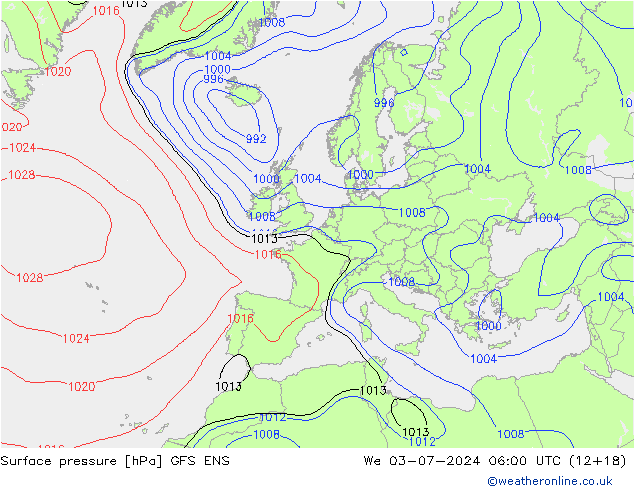 地面气压 GFS ENS 星期三 03.07.2024 06 UTC