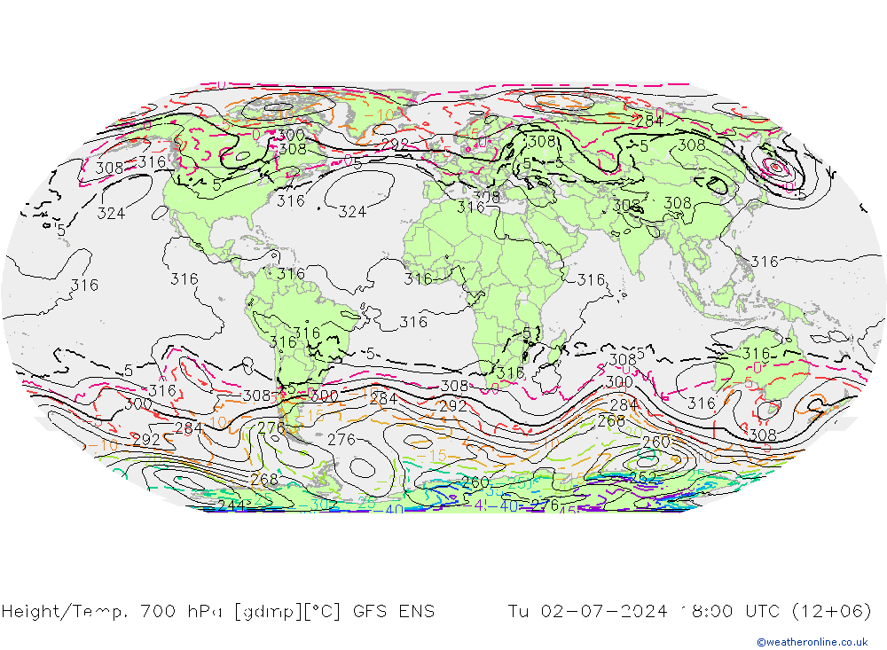 Height/Temp. 700 hPa GFS ENS 星期二 02.07.2024 18 UTC