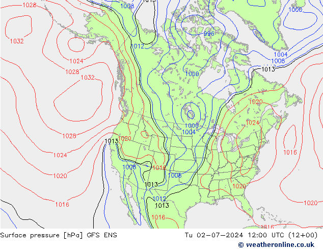 地面气压 GFS ENS 星期二 02.07.2024 12 UTC