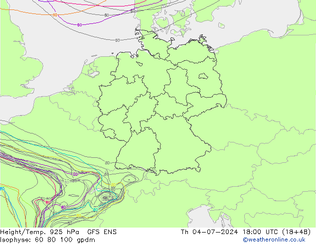 Hoogte/Temp. 925 hPa GFS ENS do 04.07.2024 18 UTC
