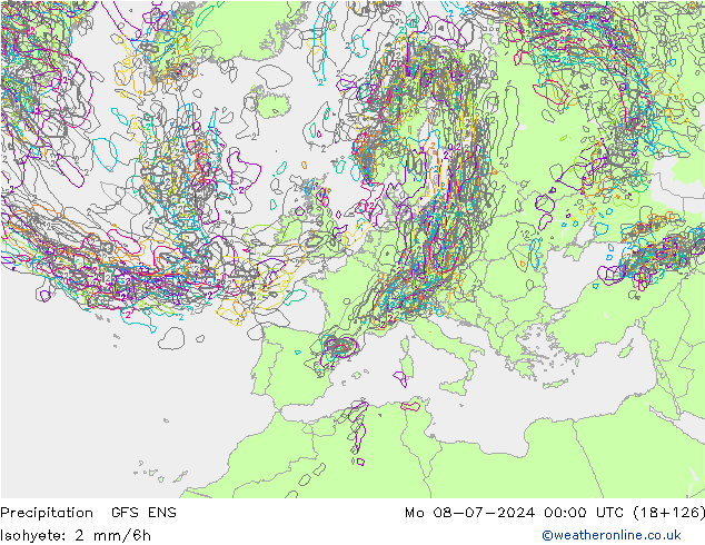 Neerslag GFS ENS ma 08.07.2024 00 UTC