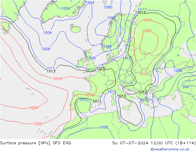 地面气压 GFS ENS 星期日 07.07.2024 12 UTC