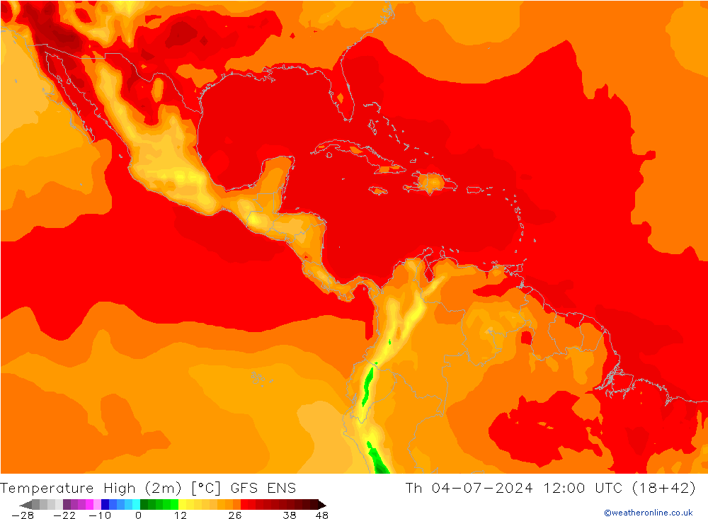 Max.temperatuur (2m) GFS ENS do 04.07.2024 12 UTC