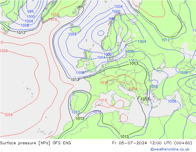 地面气压 GFS ENS 星期五 05.07.2024 12 UTC