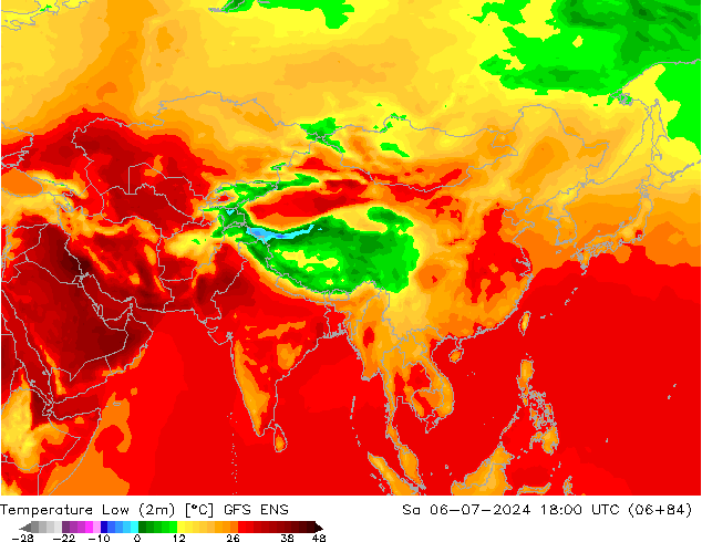 Min.temperatuur (2m) GFS ENS za 06.07.2024 18 UTC