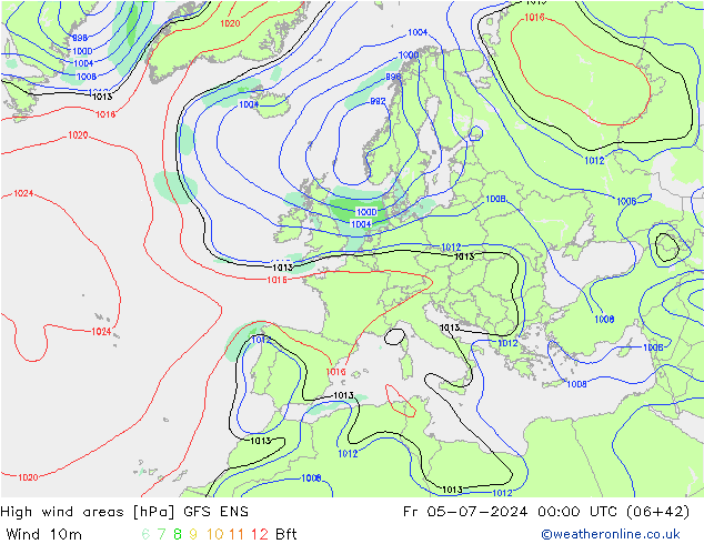 Windvelden GFS ENS vr 05.07.2024 00 UTC