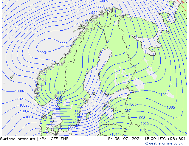 地面气压 GFS ENS 星期五 05.07.2024 18 UTC
