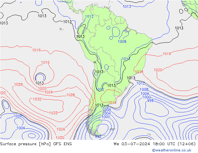 地面气压 GFS ENS 星期三 03.07.2024 18 UTC