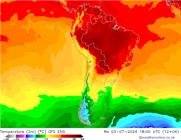 温度图 GFS ENS 星期三 03.07.2024 18 UTC