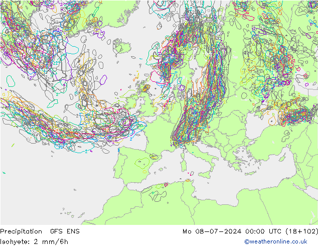 Neerslag GFS ENS ma 08.07.2024 00 UTC
