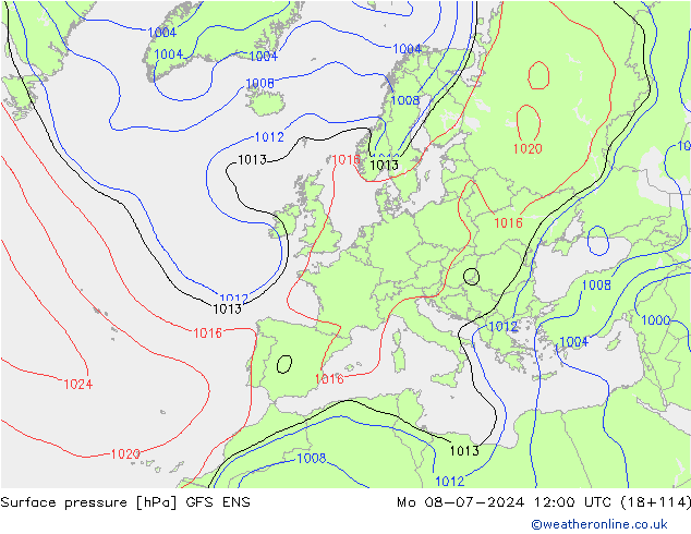 地面气压 GFS ENS 星期一 08.07.2024 12 UTC