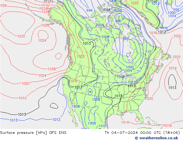 地面气压 GFS ENS 星期四 04.07.2024 00 UTC