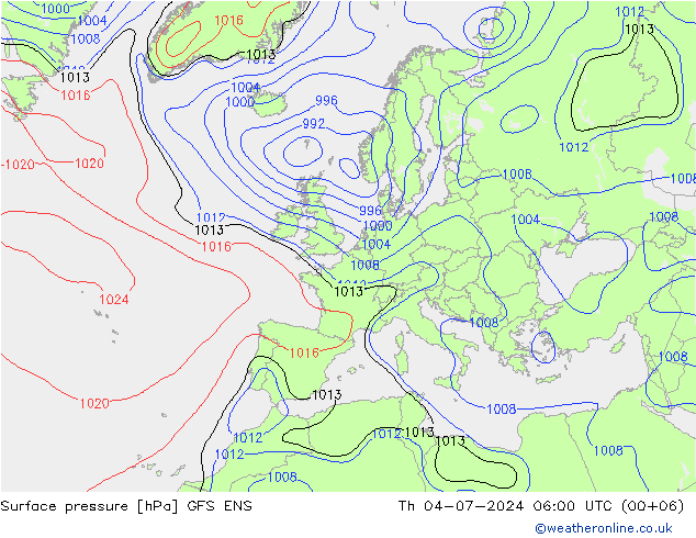 地面气压 GFS ENS 星期四 04.07.2024 06 UTC
