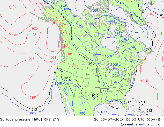 地面气压 GFS ENS 星期六 06.07.2024 00 UTC