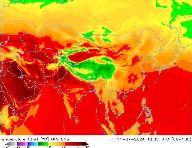 Temperatuurkaart (2m) GFS ENS do 11.07.2024 18 UTC