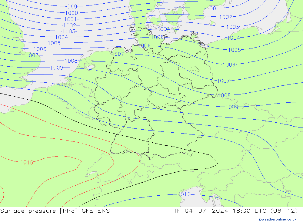 地面气压 GFS ENS 星期四 04.07.2024 18 UTC
