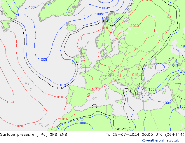 地面气压 GFS ENS 星期二 09.07.2024 00 UTC