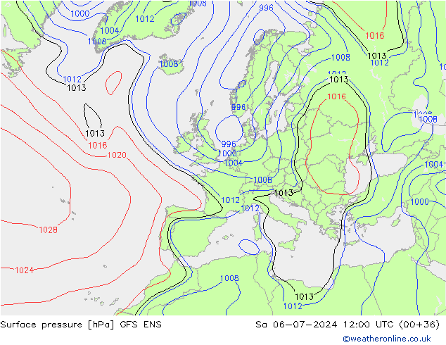 地面气压 GFS ENS 星期六 06.07.2024 12 UTC