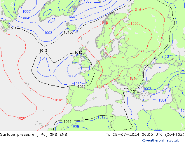 地面气压 GFS ENS 星期二 09.07.2024 06 UTC