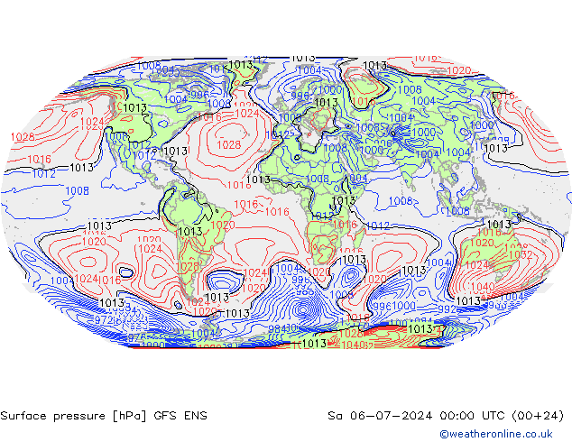 地面气压 GFS ENS 星期六 06.07.2024 00 UTC