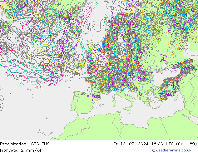 降水 GFS ENS 星期五 12.07.2024 18 UTC