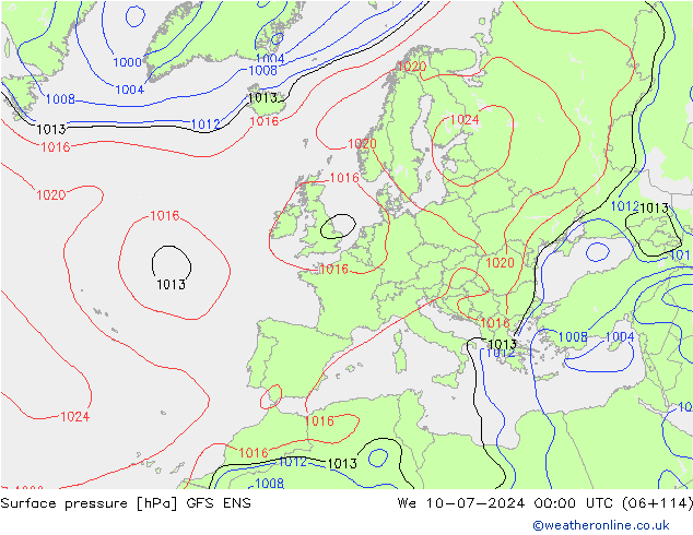 地面气压 GFS ENS 星期三 10.07.2024 00 UTC