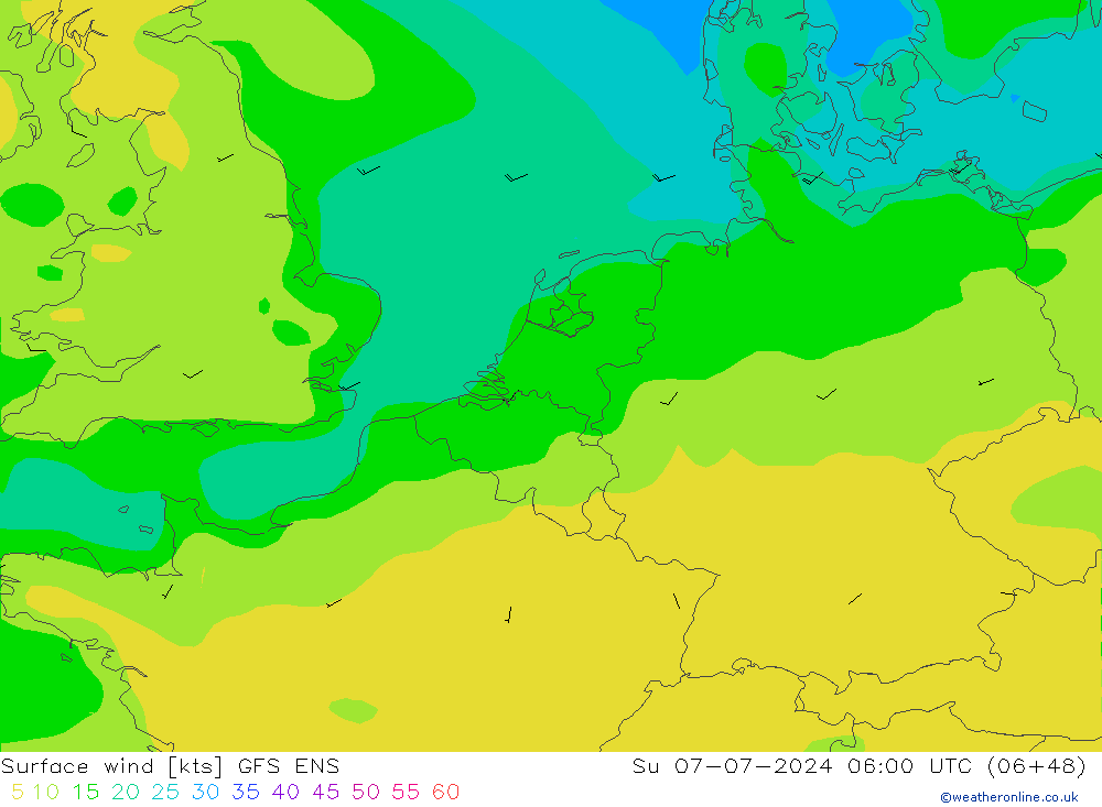 风 10 米 GFS ENS 星期日 07.07.2024 06 UTC