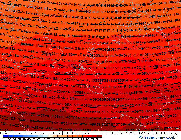 Hoogte/Temp. 100 hPa GFS ENS vr 05.07.2024 12 UTC