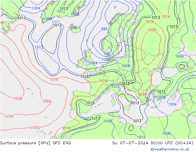 Luchtdruk (Grond) GFS ENS zo 07.07.2024 00 UTC