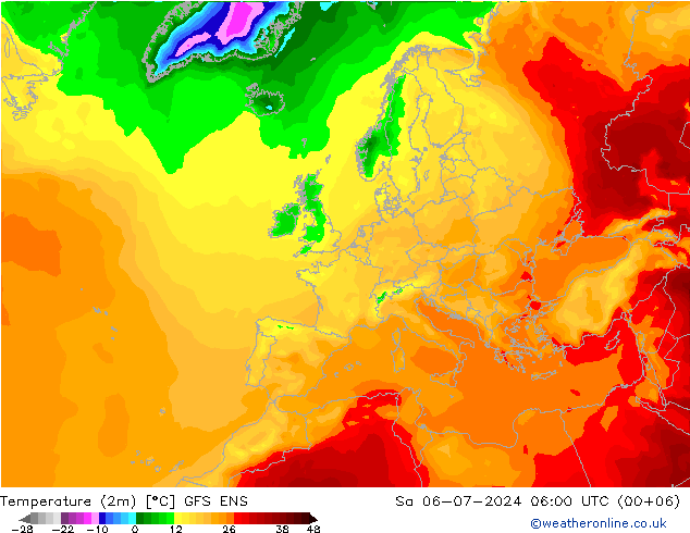 Temperatuurkaart (2m) GFS ENS za 06.07.2024 06 UTC