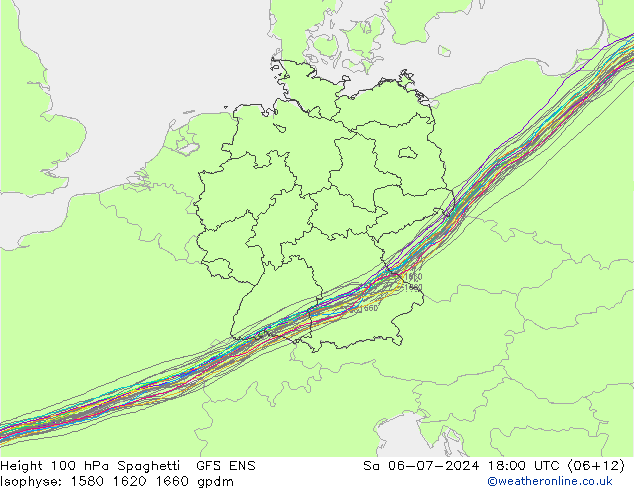 Hoogte 100 hPa Spaghetti GFS ENS za 06.07.2024 18 UTC