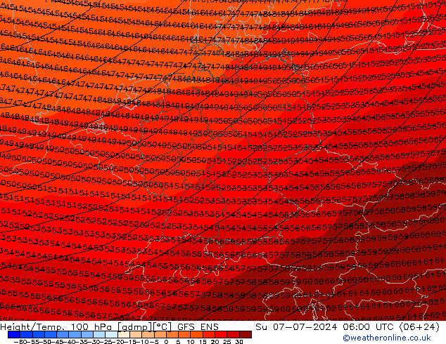 Height/Temp. 100 hPa GFS ENS 星期日 07.07.2024 06 UTC