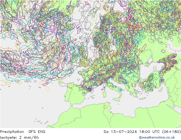 降水 GFS ENS 星期六 13.07.2024 18 UTC