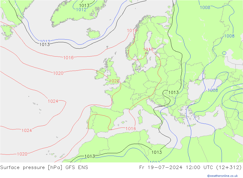 地面气压 GFS ENS 星期五 19.07.2024 12 UTC