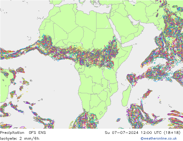 Neerslag GFS ENS zo 07.07.2024 12 UTC