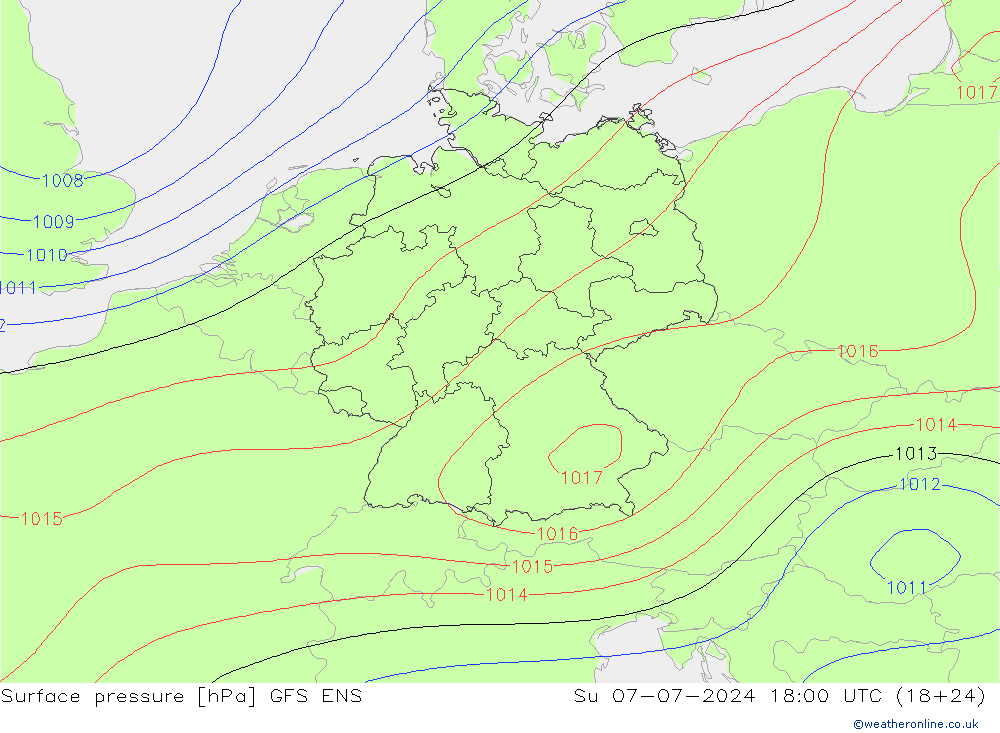 地面气压 GFS ENS 星期日 07.07.2024 18 UTC