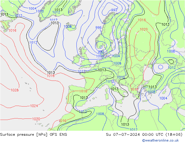 Luchtdruk (Grond) GFS ENS zo 07.07.2024 00 UTC