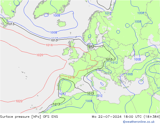 地面气压 GFS ENS 星期一 22.07.2024 18 UTC