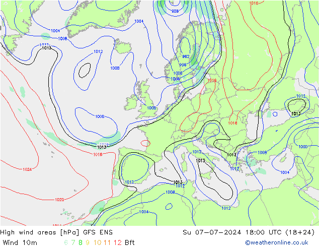 Windvelden GFS ENS zo 07.07.2024 18 UTC