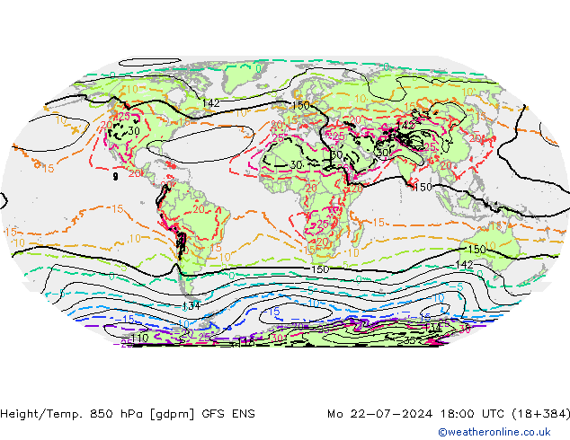 Height/Temp. 850 hPa GFS ENS 星期一 22.07.2024 18 UTC