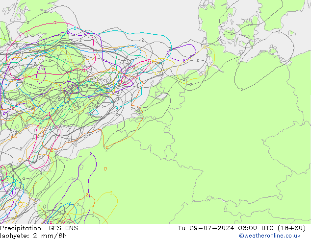 Neerslag GFS ENS di 09.07.2024 06 UTC