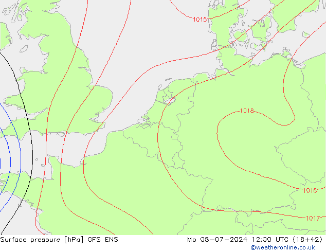 地面气压 GFS ENS 星期一 08.07.2024 12 UTC