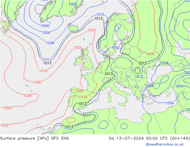 地面气压 GFS ENS 星期六 13.07.2024 00 UTC