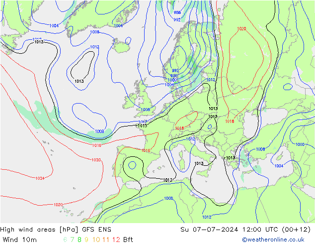 Windvelden GFS ENS zo 07.07.2024 12 UTC