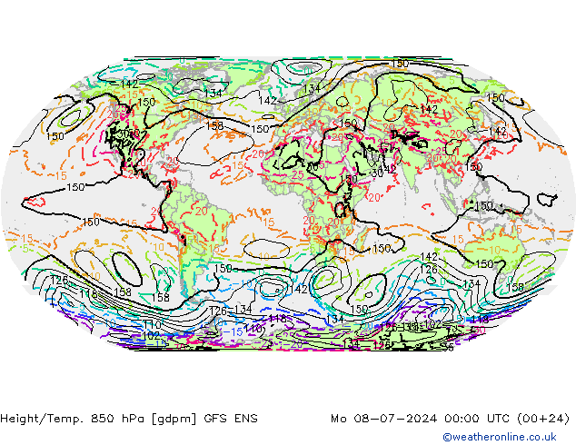 Hoogte/Temp. 850 hPa GFS ENS ma 08.07.2024 00 UTC