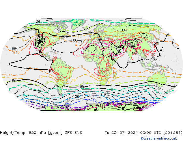 Hoogte/Temp. 850 hPa GFS ENS di 23.07.2024 00 UTC