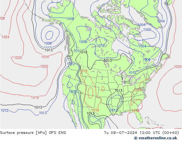 地面气压 GFS ENS 星期二 09.07.2024 12 UTC