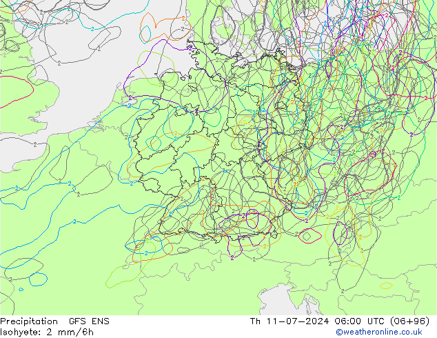 Neerslag GFS ENS do 11.07.2024 06 UTC