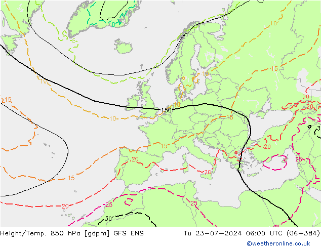 Hoogte/Temp. 850 hPa GFS ENS di 23.07.2024 06 UTC